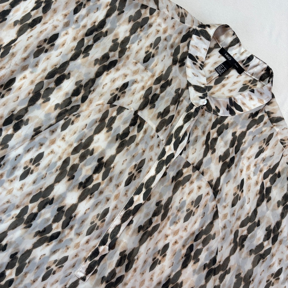 MNG‎ Suit Sheer Animal Print Blouse Shirt Top Women's  XL Business Casual